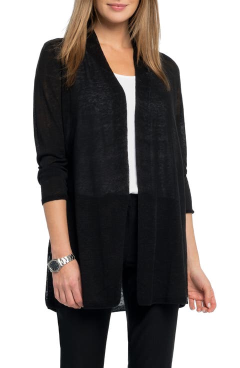 Open Front Linen Blend Long Cardigan (Regular & Petite)