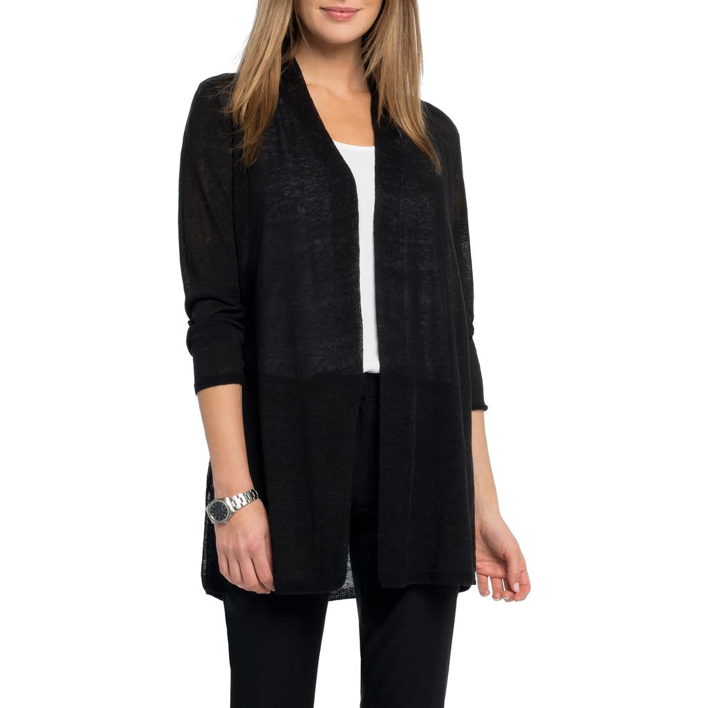 NIC + ZOE NIC+ZOE OPEN FRONT LINEN BLEND LONG CARDIGAN