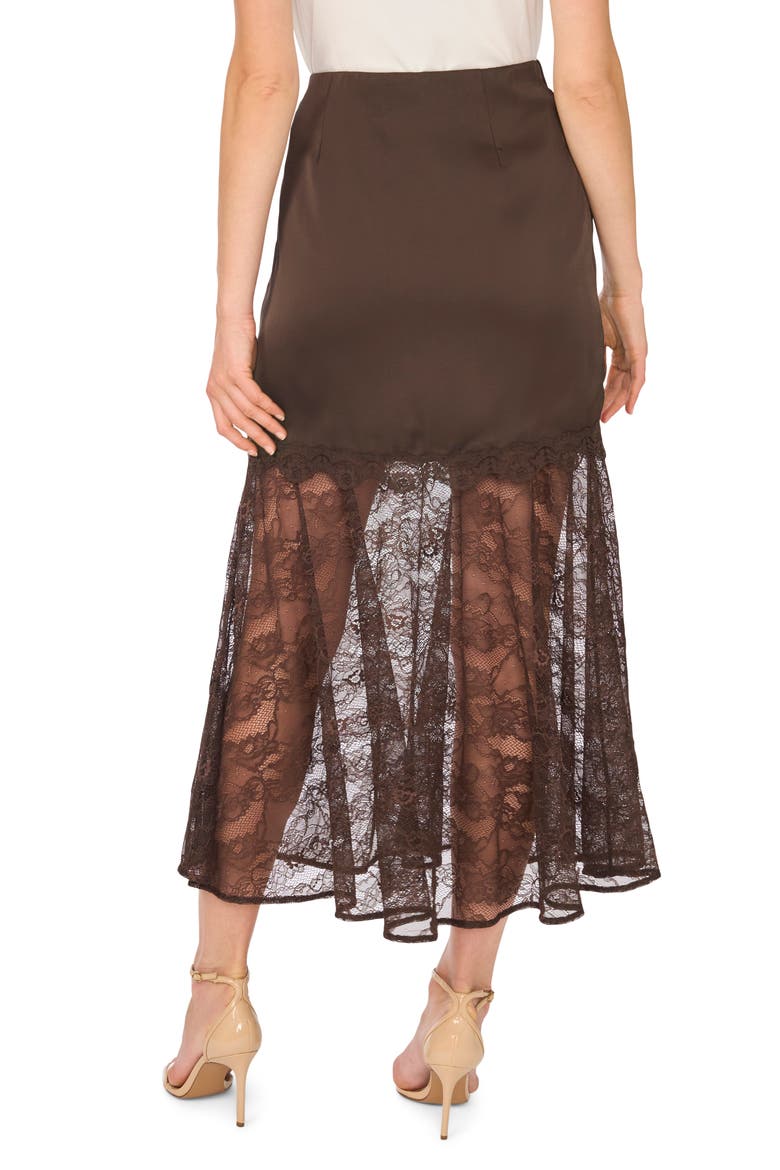Lace Detail Satin Midi Skirt, Alternate, color, CHOCOLATE PLUM