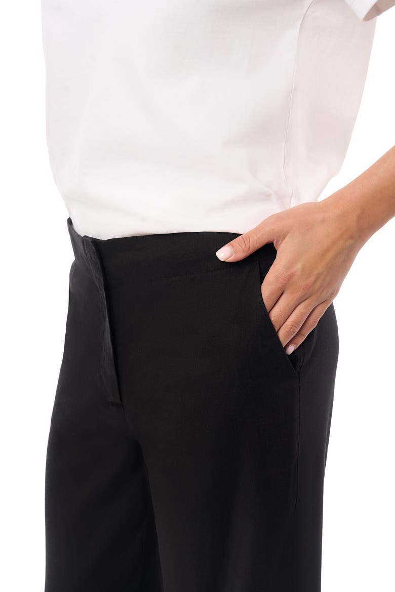 Linen Blend Crop Trouser, Alternate, color, Black
