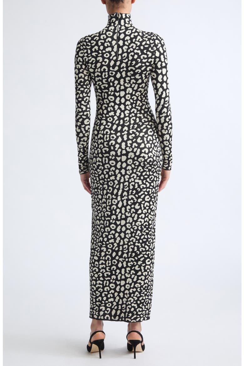 Turtleneck Tea Length Knit Dress, Alternate, color, BLACK MULTI