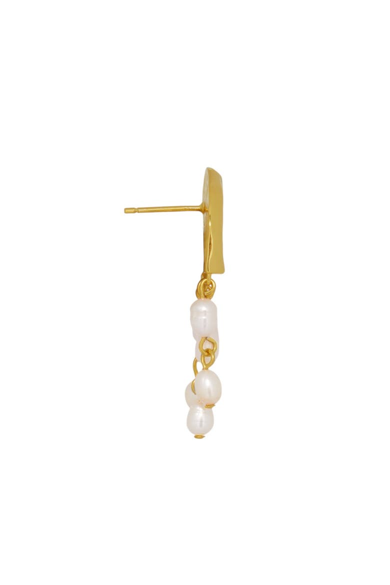 Waterproof Shell Pearl Beaded Stud Earrings, Alternate, color, Gold