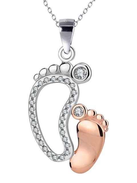 Baby Feet Necklace  with Cubic Zirconia
