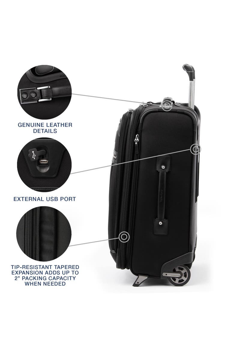 Platinum Elite Softside Expandable 22" Upright Carry On Luggage, Alternate, color, Shadow Black