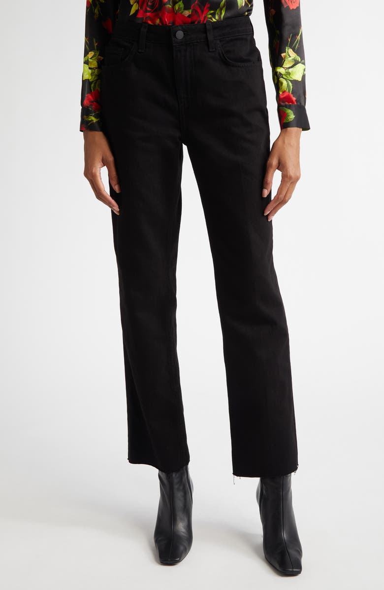 L'AGENCE Milana Stovepipe Ankle Straight Leg Jeans, Main, color, Noir