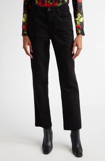 L Agence L'agence Milana Stovepipe Ankle Straight Leg Jeans In Noir