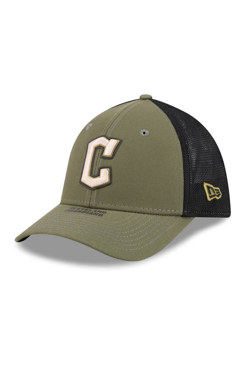 Men's New Era  Olive Cleveland Guardians 2026 Armed Forces Day 39THIRTY M-Crown Flex Hat, Alternate, color, Olive