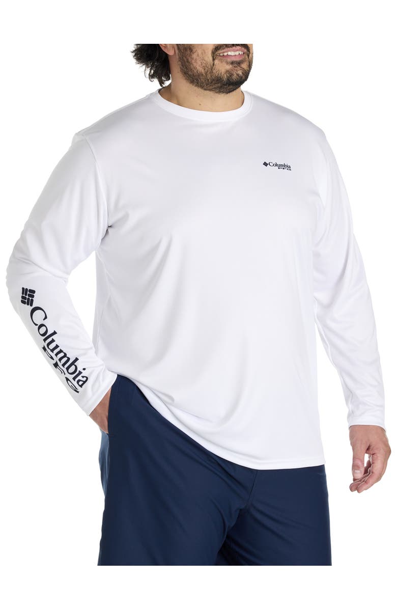 Columbia Big & Tall PFG Terminal Tackle Fins and Stripes Long-Sleeve T-Shirt, Alternate, color, White
