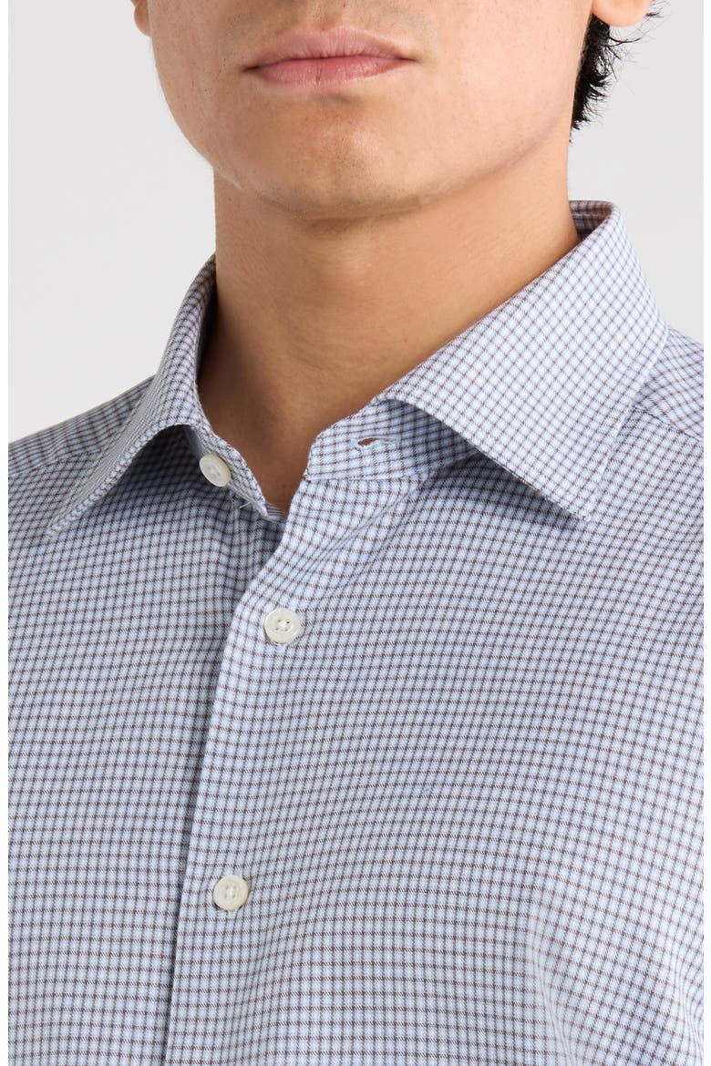 Edward Microcheck Cotton Button-Up Shirt, Alternate, color, TAN/BLUE
