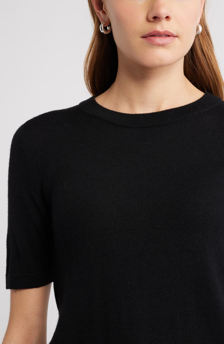 Caslon<sup>®</sup> Short Sleeve Wool Blend Sweater Top, Alternate, color, Black