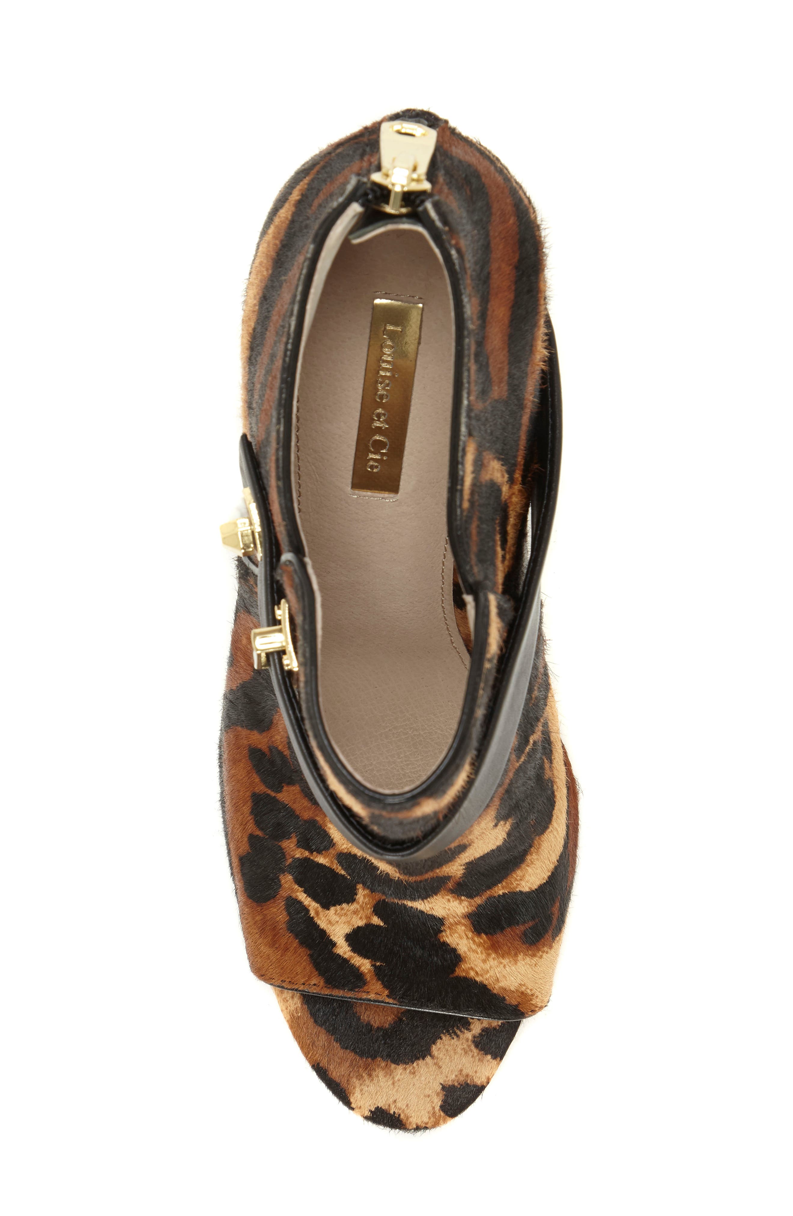 Lander Open Toe Genuine Calf Hair Bootie, Alternate, color, ZEOPARD CALF HAIR