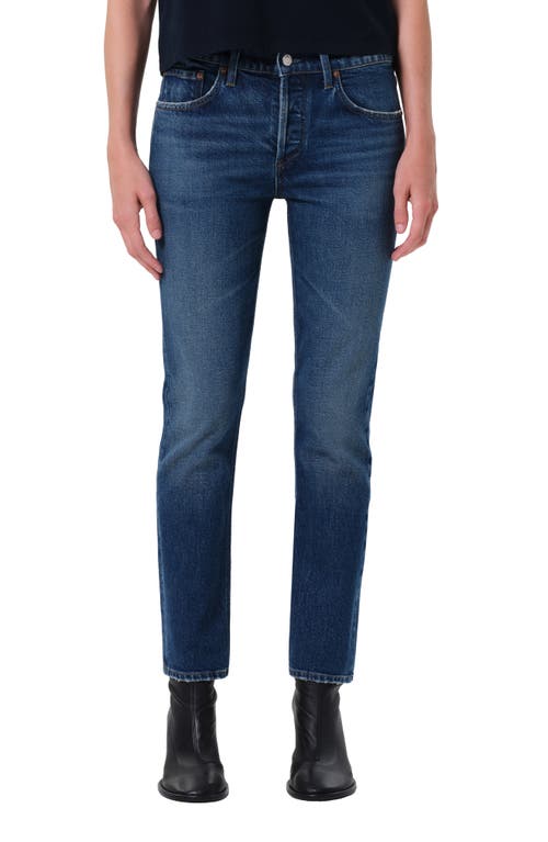 Agolde Cocktail Ankle Slim Straight Leg Jeans In Blue