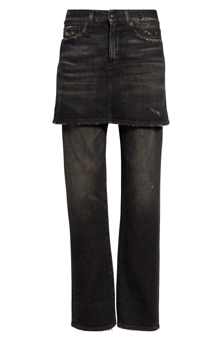 R13 Romeo Double Classic Skirted Straight Leg Jeans, Alternate, color, 