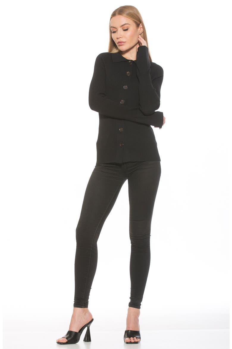 Beatrice Button-Down Long Sleeve Cardigan, Alternate, color, BLACK