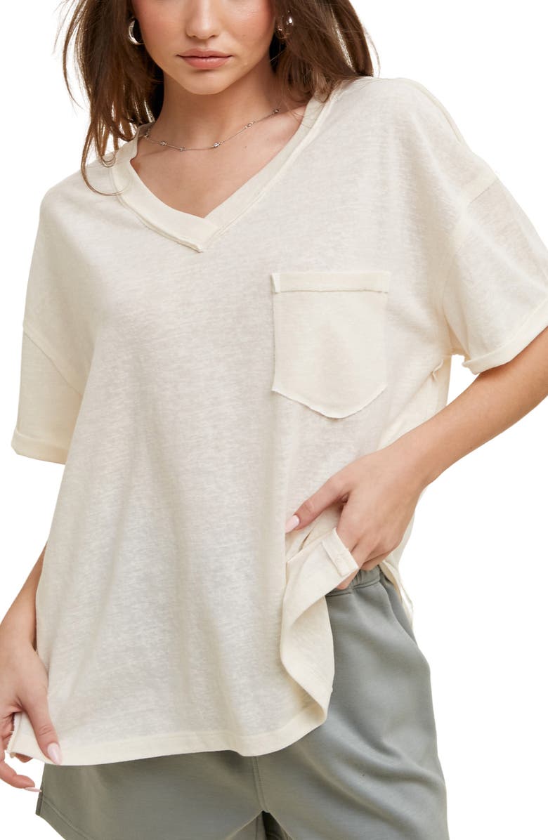 WISHLIST Oversize V-Neck Tee, Main, color, Off White