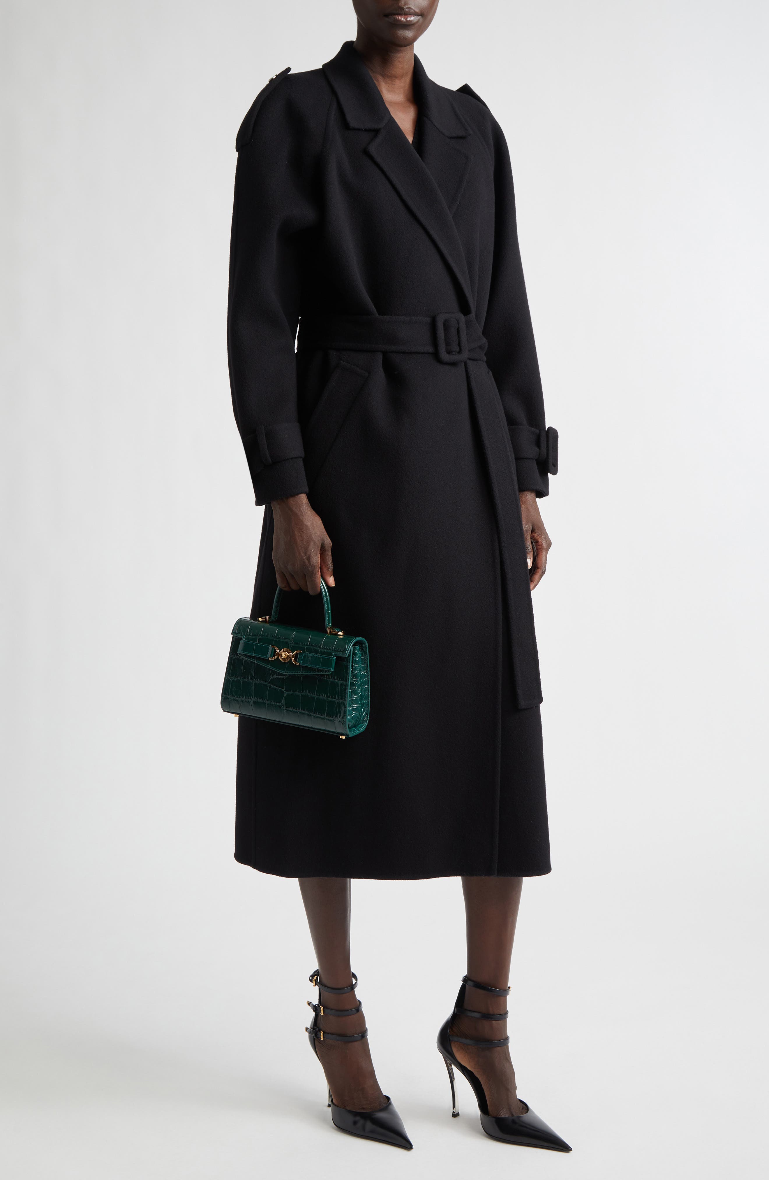 Belted Double Breasted Virgin Wool & Cashmere Coat