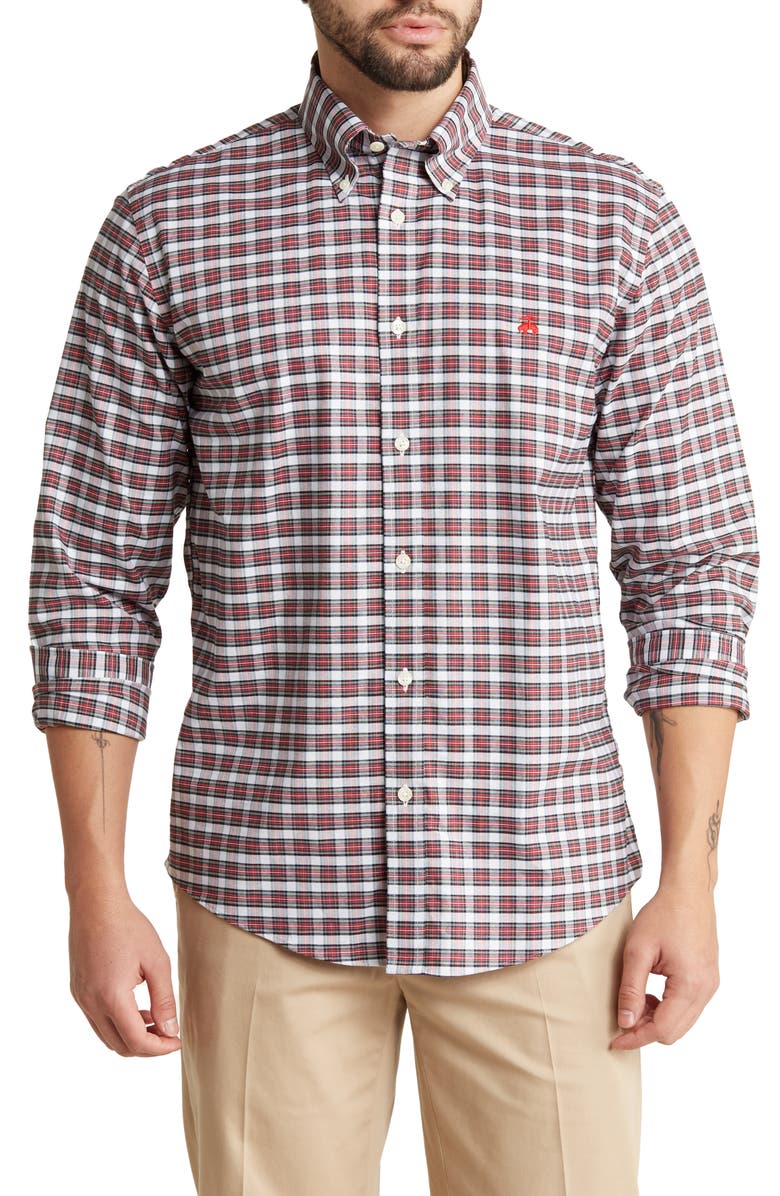 Brooks Brothers Regular Fit Tartan Non-Iron Oxford Button-Down Shirt, Main, color, 