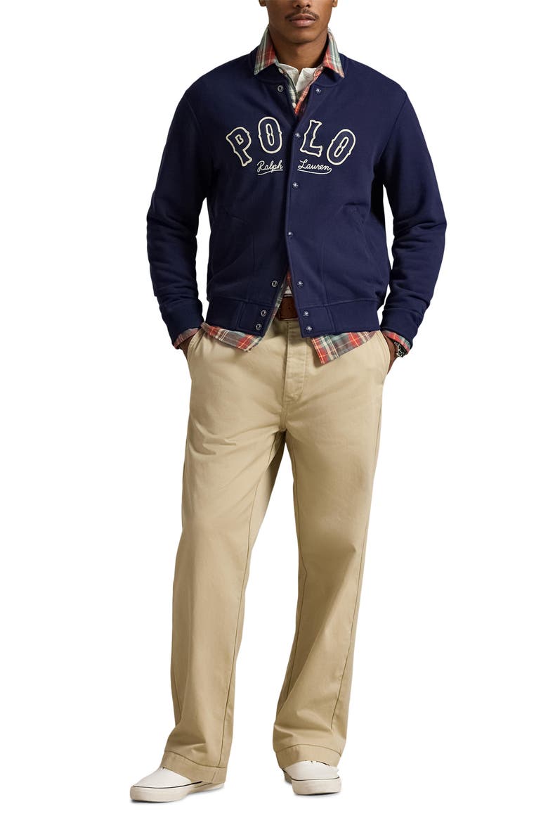 Logo Fleece Bomber Jacket, Alternate, color, CRUISE NAVY