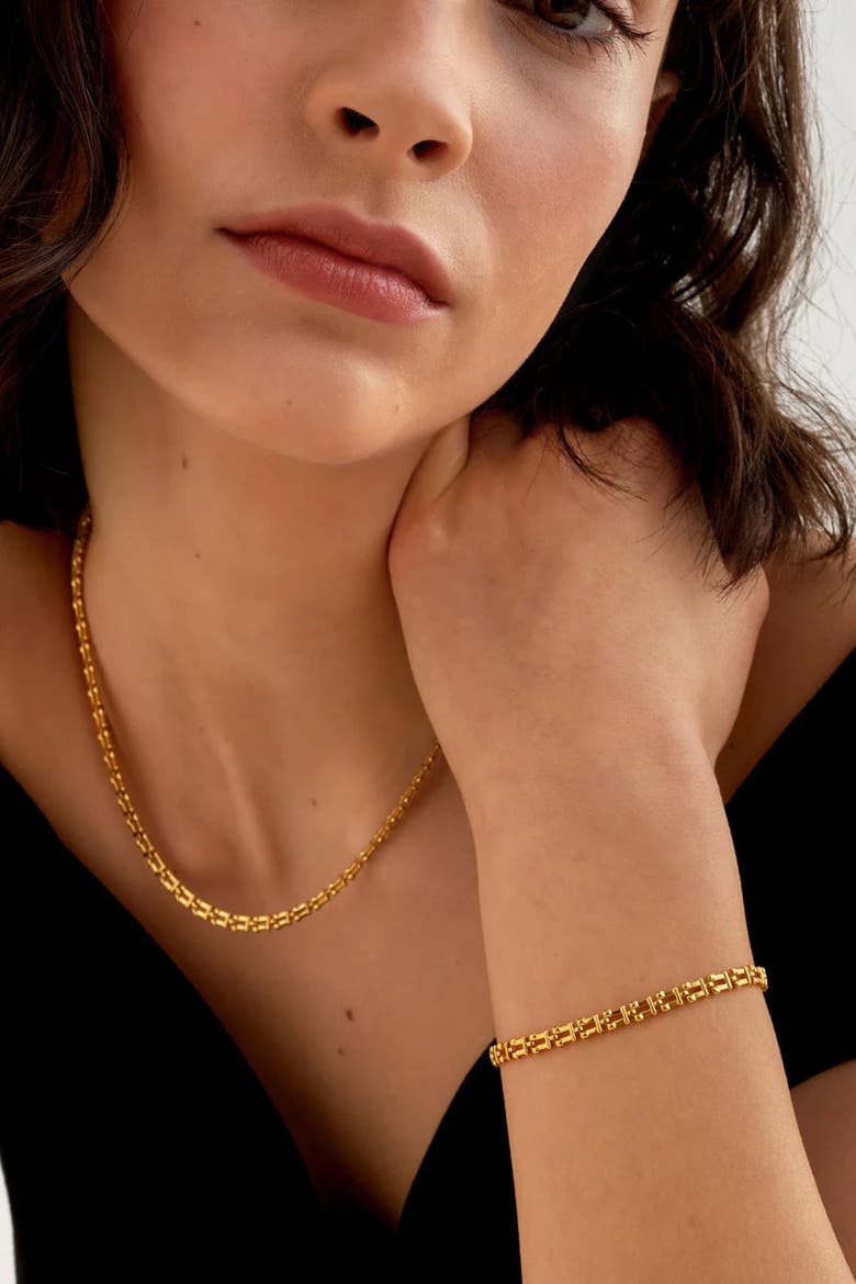 Grecian Waterproof Gold Link Bracelet, Alternate, color, Gold