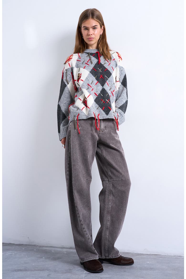 Barrel Leg High Waist Jeans, Alternate, color, GREY