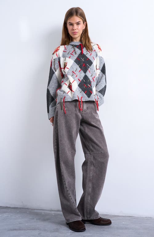 Topshop Barrel Leg High Waist Jeans In Gray