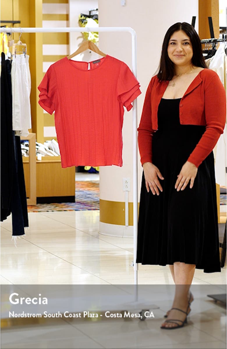 Layered Flutter Sleeve Rumple Satin Top, sales video thumbnail