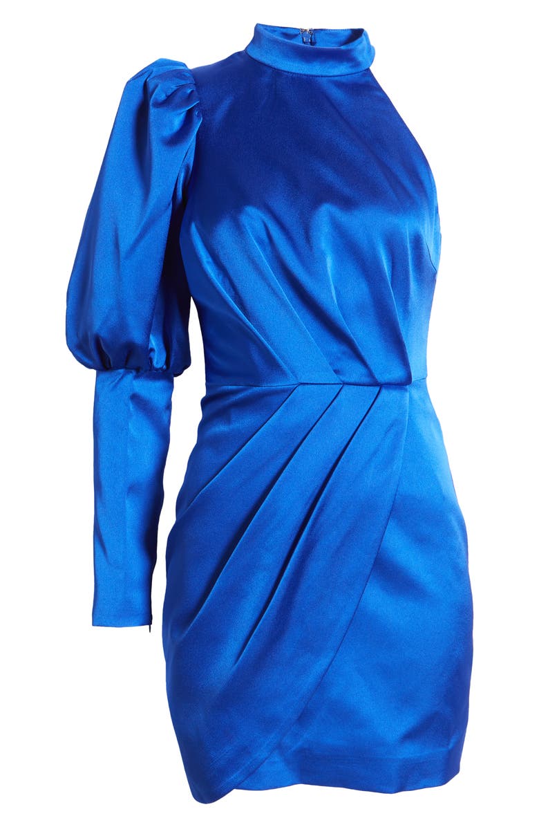 Lavish Alice One Shoulder Puff Sleeve Satin Cocktail Dress, Alternate, color,