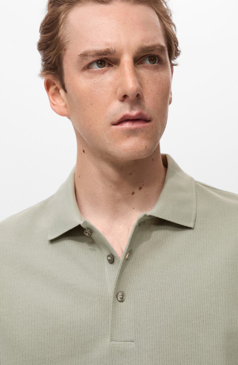 MANGO Fine Rib-Knit Polo, Alternate, color, Mint Green