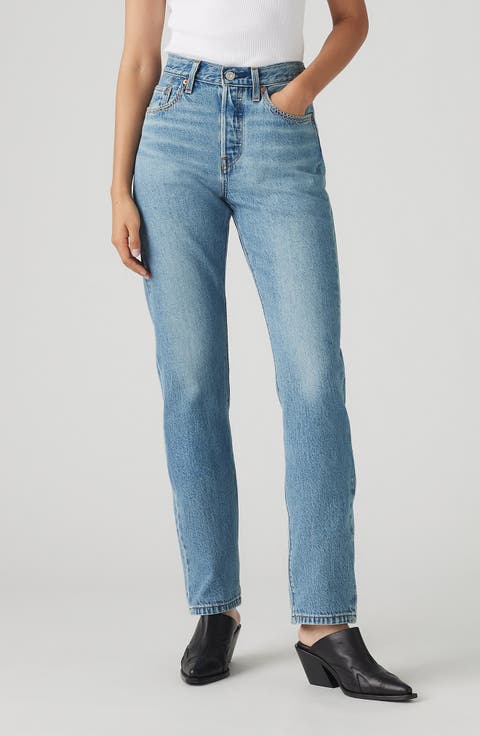 501® Stitch Detail High Waist Straight Leg Jeans (Switch Stitch)