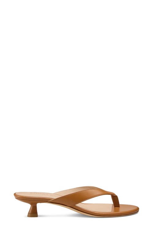 Stuart Weitzman Rio Leather Kitten-heel Thong Sandals In Brown