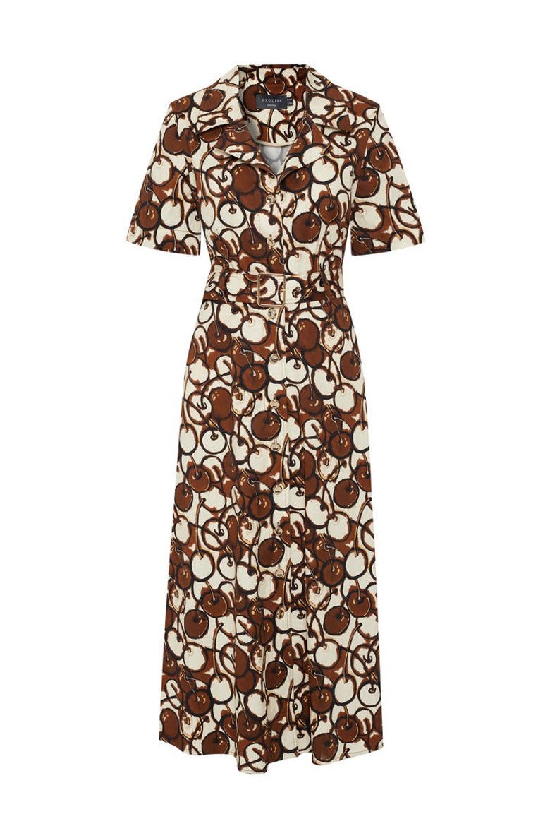 Zuri Midi Dress, Alternate, color, Brown