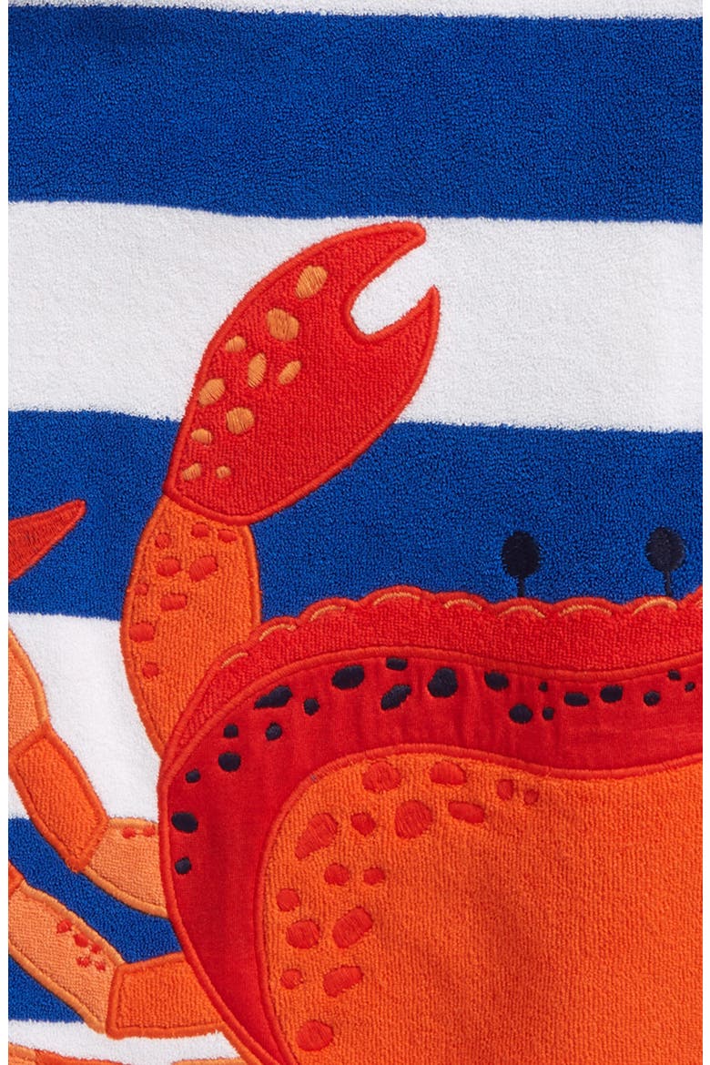 Kids' Towelling Throw-On Hooded Cover-Up, Alternate, color, BOLD BLUE/ WHITE CRAB