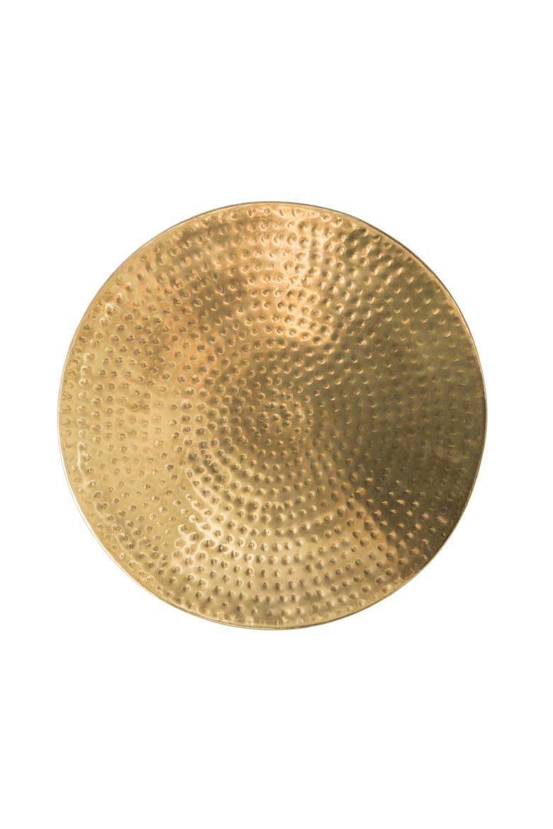 Round Hammered Metal Drum Table or Planter with Lid, Alternate, color, Brass