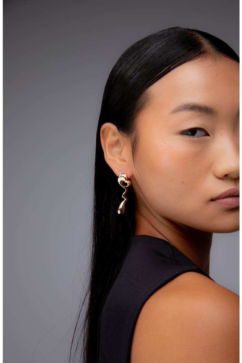 Heart Maxi Face On Stud Earrings In Gold, Alternate, color, Gold