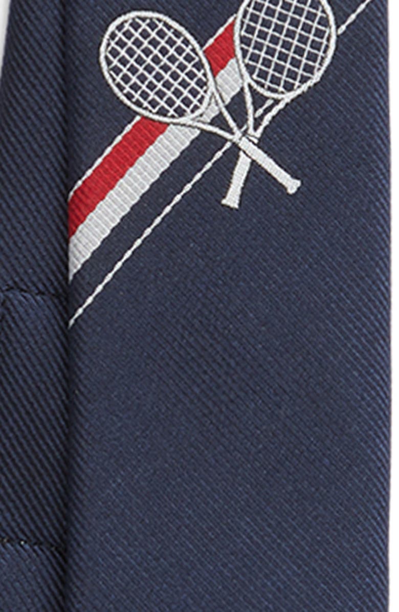 Thom Browne Classic Engineered Stripe Silk Tie, Alternate, color, Navy