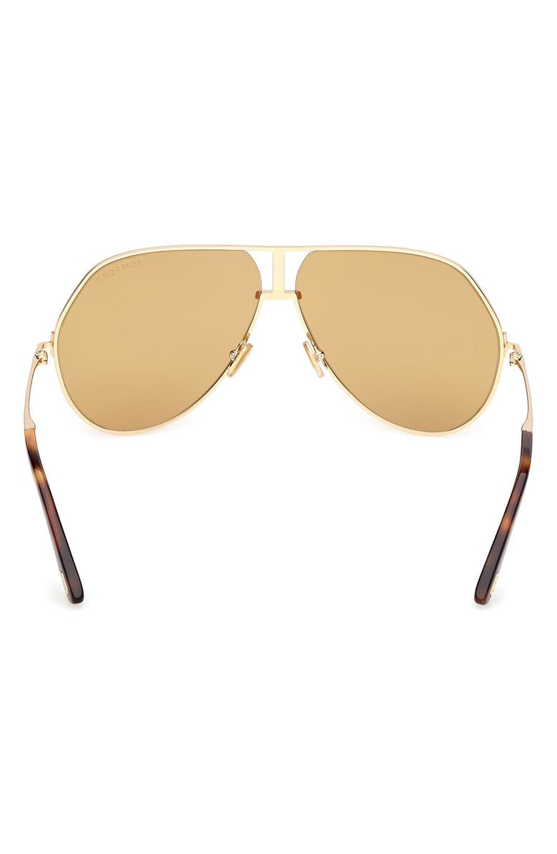 TOM FORD Rickie 63mm Oversize Navigator Sunglasses, Alternate, color, Shiny Gold Havana / Vicuna