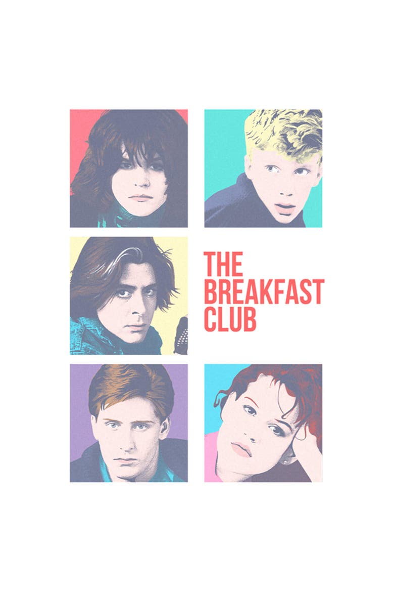 Men's The Breakfast Club Pop Art Character Portraits Graphic T-Shirt, Alternate, color, White