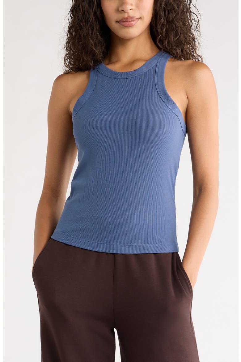 Go-To Rib Performance Tank, Main, color, BLUE VINTAGE