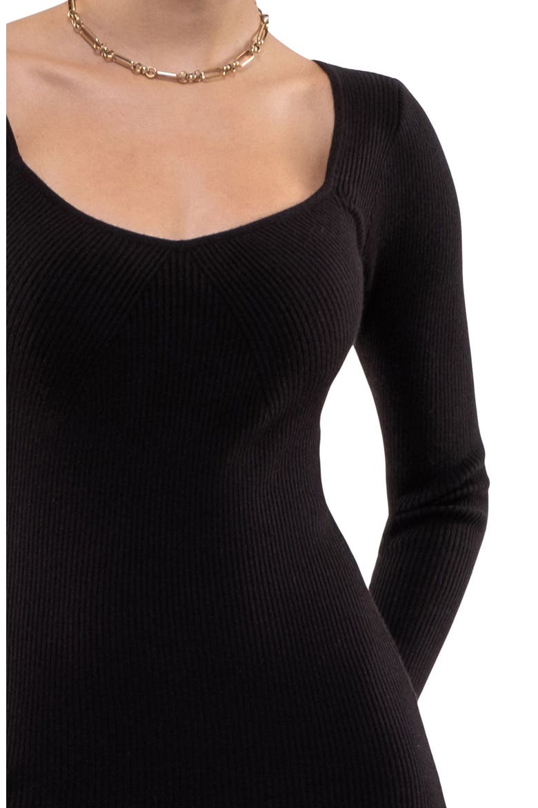 Long Sleeve Knit Midi Dress, Alternate, color, BLACK