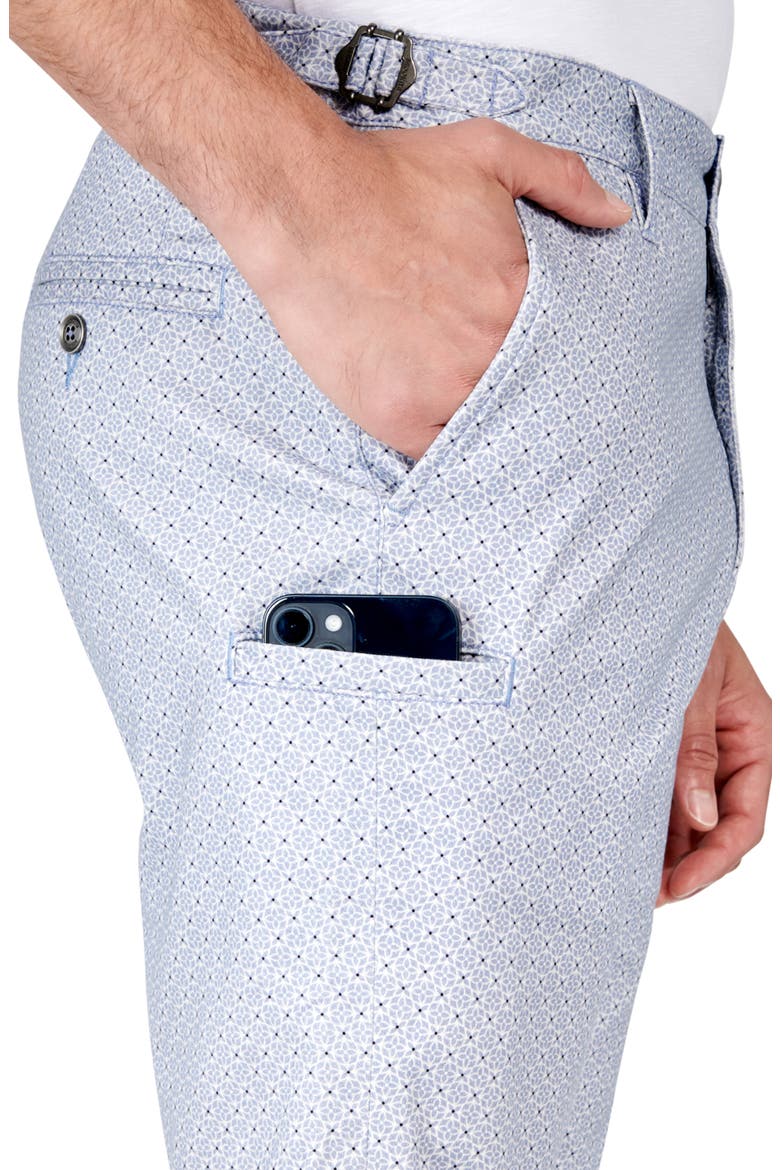 Slim Fit Garnet Medallion Print Flat Front Shorts, Alternate, color, BLUE