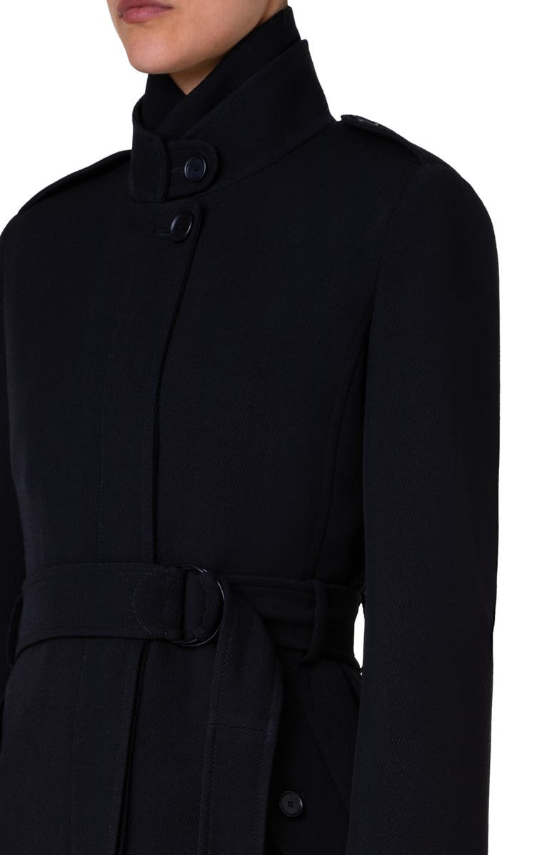 Akris punto Wool Tricotine Trench Coat, Alternate, color, Black 009