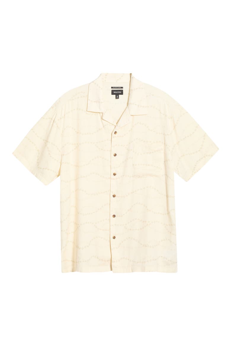 Bunker Slub Print Camp Shirt, Alternate, color, WHITECAP/ BLACK SWALLOWS