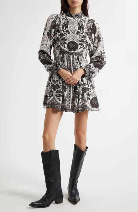 FARM Rio Flower Leopards Long Sleeve Dress