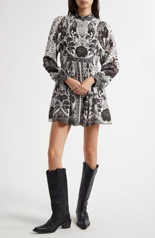 Farm Rio Flower Leopards Long Sleeve Dress In Flower Leopards Off-