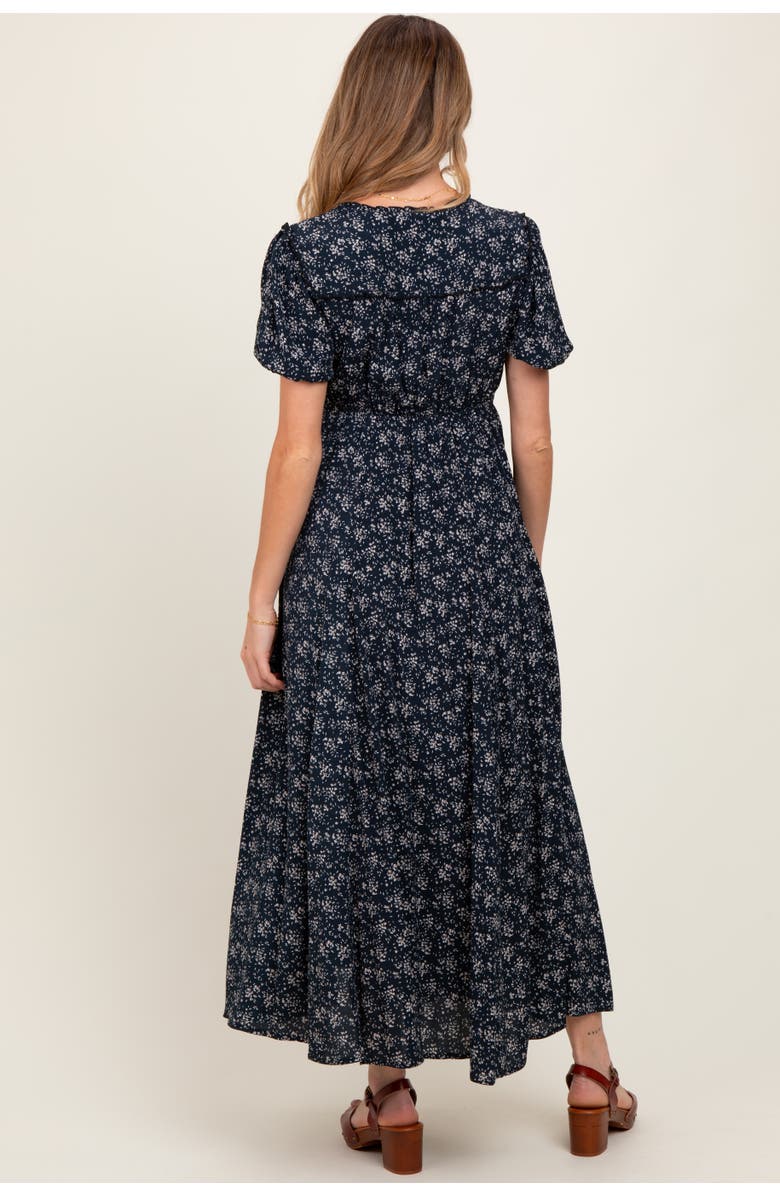 PinkBlush Floral Button Down Maternity Dress, Alternate, color, Navy Blue