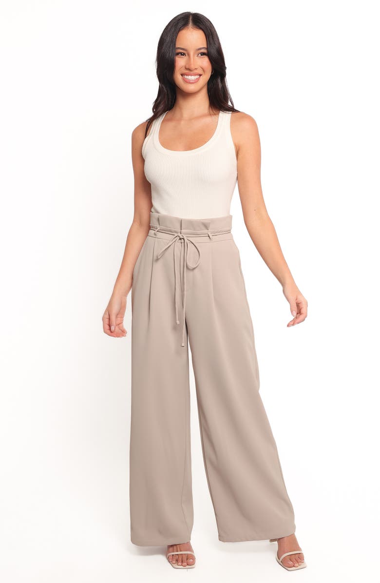 Petal & Pup Thesis Tie Waist Wide Leg Pants, Alternate, color, Beige