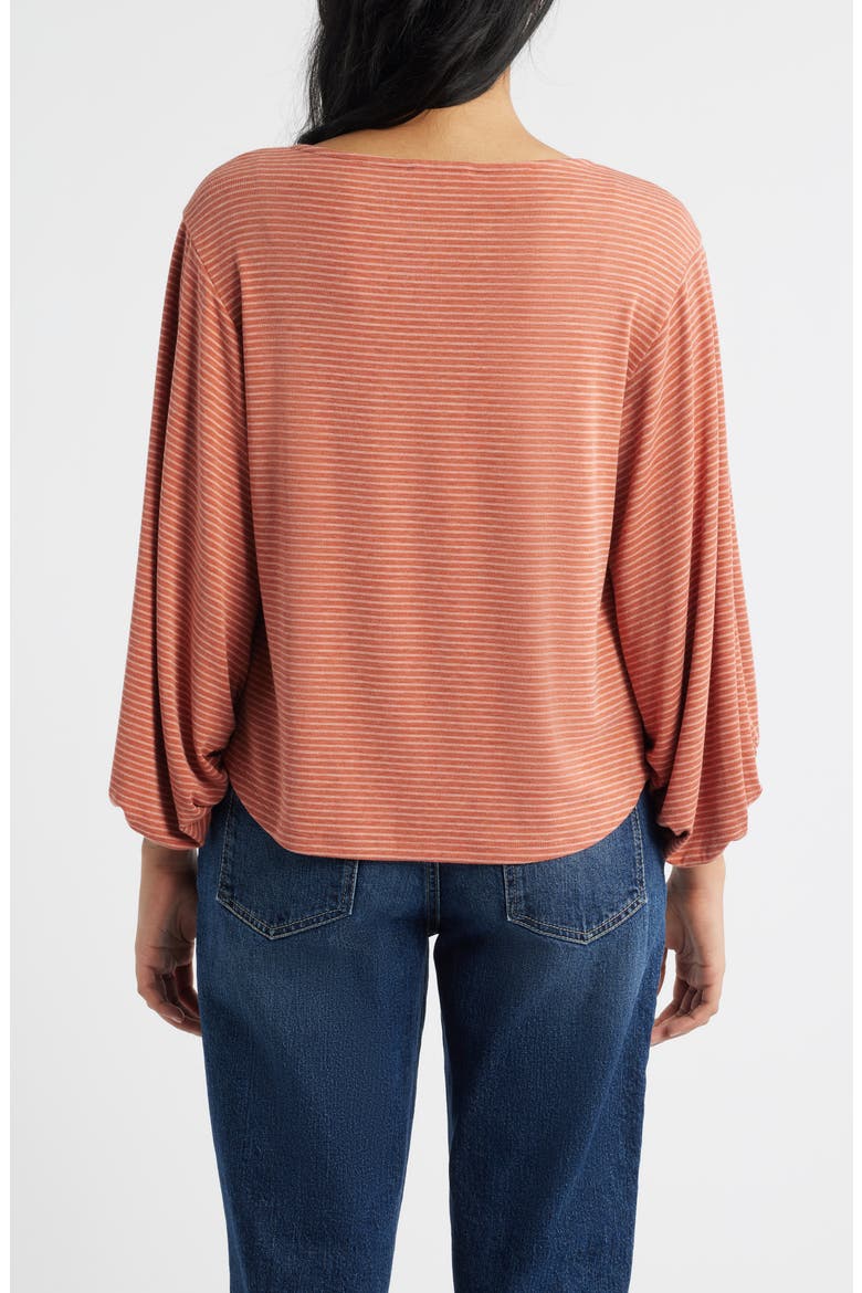 Stripe Balloon Sleeve Knit Top, Alternate, color, HEATHER SANDALWOOD BLUSH