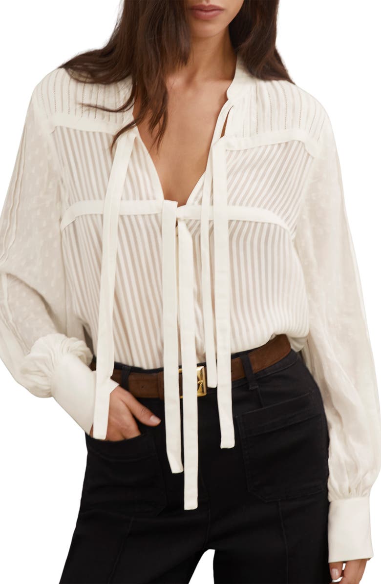 Reiss Josephine Chiffon Top, Main, color, Ivory