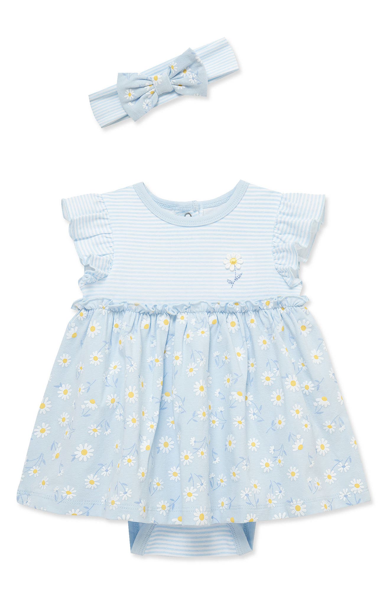 Little Me Daisies Skirted Romper & Headband