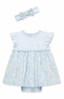 Little Me Daisies Skirted Romper & Headband